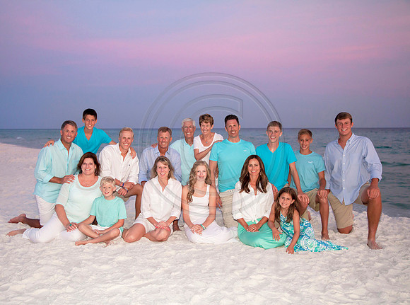 Large family at sunset