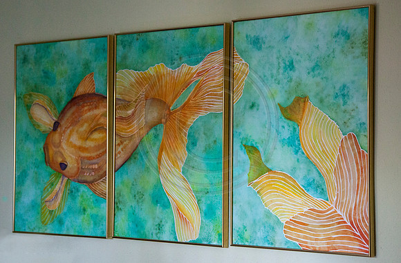 Goldfish Triptych Watercolor