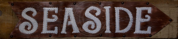 Tin Punch Reclaimed wood sign seaside