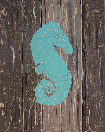 seahorse crackle canvas SOLD