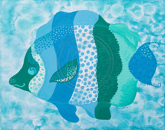 Teal patchwork fish