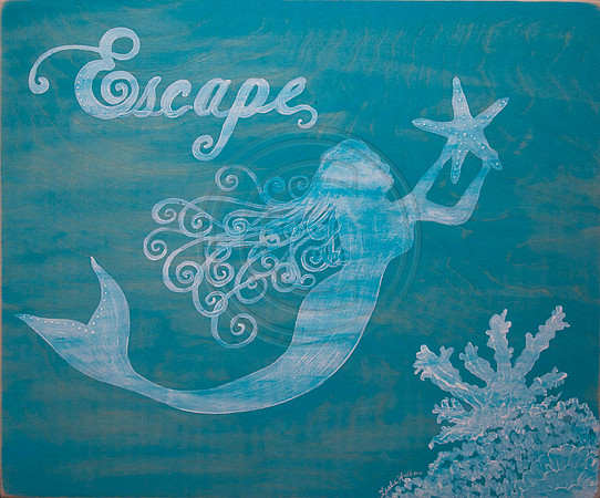 Escape-mermaid-on-wood