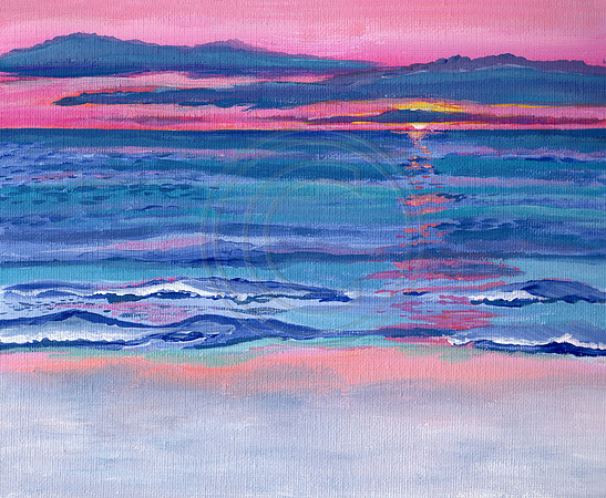 destin-sunset-painting on panel in acrylic