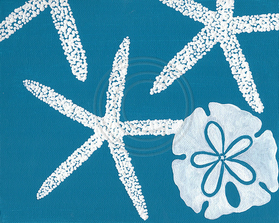 starfish-sandollar-art-modern on teal